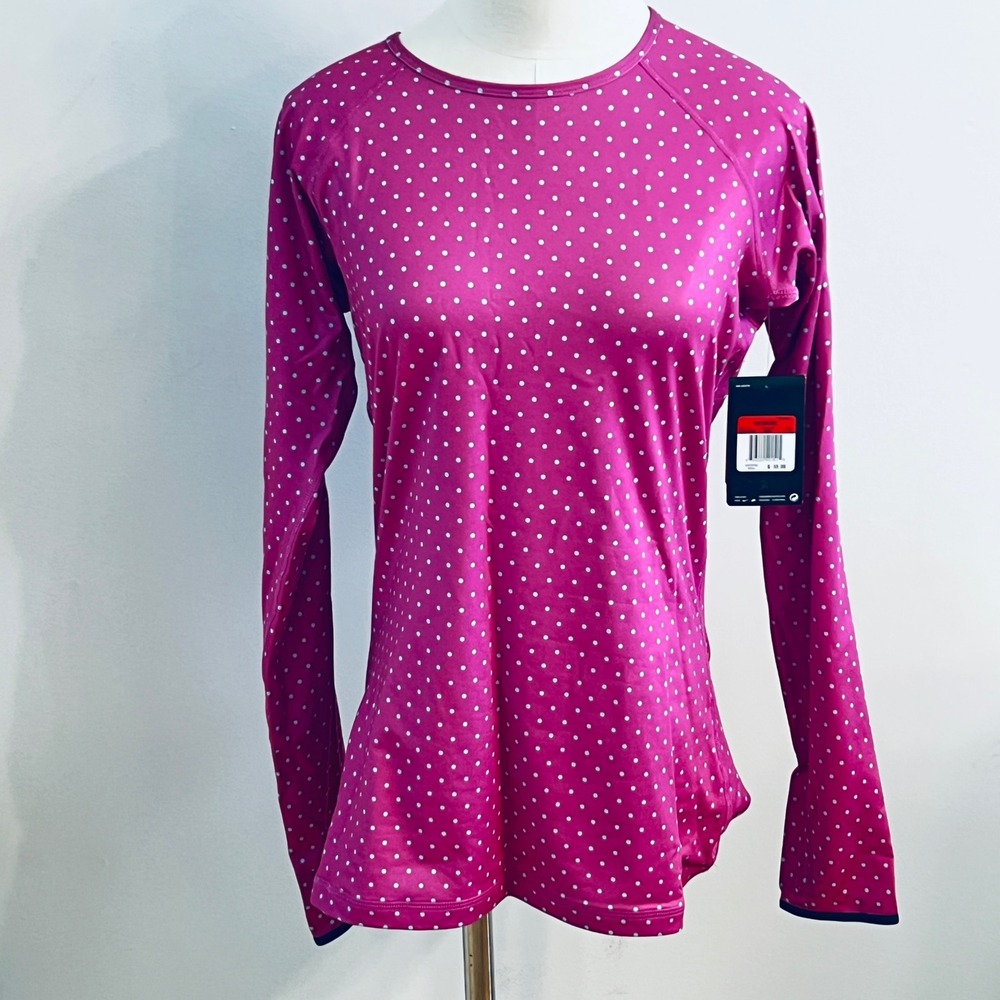 Nike Pro Hyperwarm Dri-FIT Polka Dot Training Top Pink Gray 548749-681 Womens L